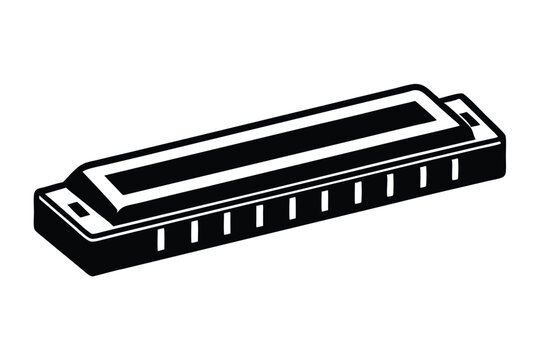 harmonica silhouette line art vector illustration