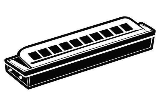 harmonica silhouette line art vector illustration