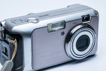 compact digital camera isolated on white background