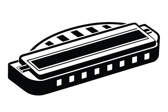 harmonica silhouette line art vector illustration