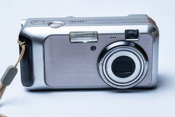compact digital camera isolated on white background