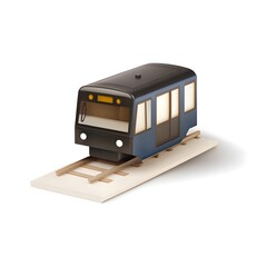 Blue Subway Train Front View Close-Up