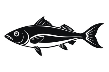 haddock fish silhouette line art vector illustration