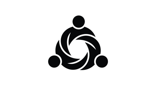 abstract icon of three figures linked in a circular shape silhouette