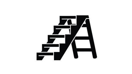 abstract black staircase design against a white background a striking silhouette © RABEYA