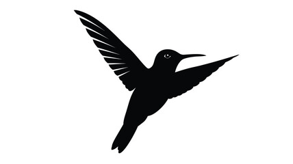 Obraz premium a detailed black hummingbird in flight beautifully rendered as a silhouette