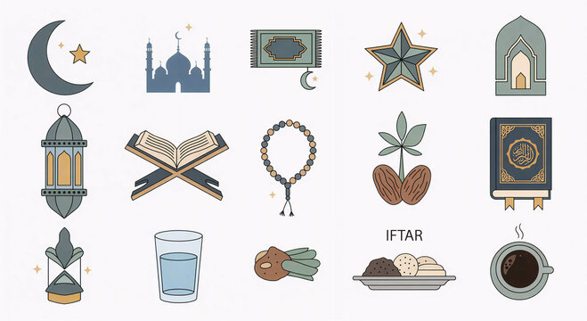 collection of vector images for Ramadan ornaments