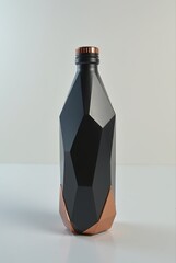 Black geometric faceted bottle with copper accents