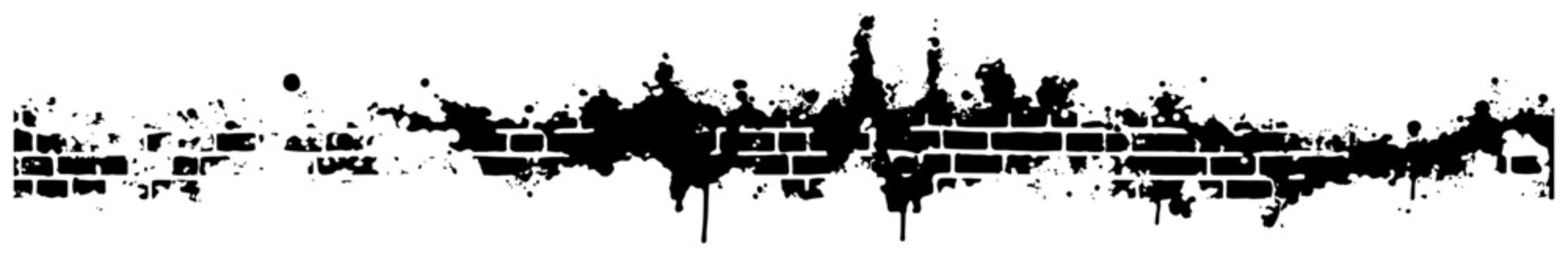 Urban style brick wall pattern with creative ink splatters and drips