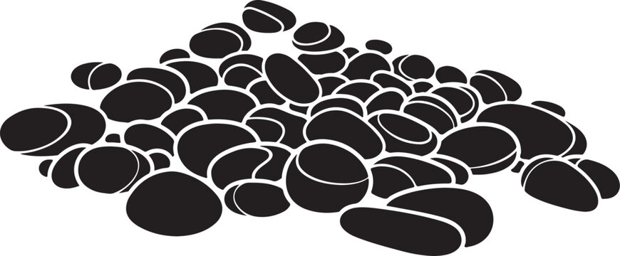 Pile of black stones on white background illustration design