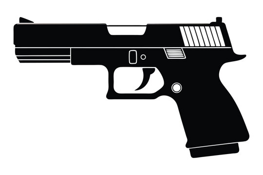 glock 17 silhouette line art vector illustration