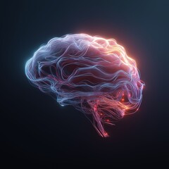 Creative AI visualization of human brain made of glowing neural light connections