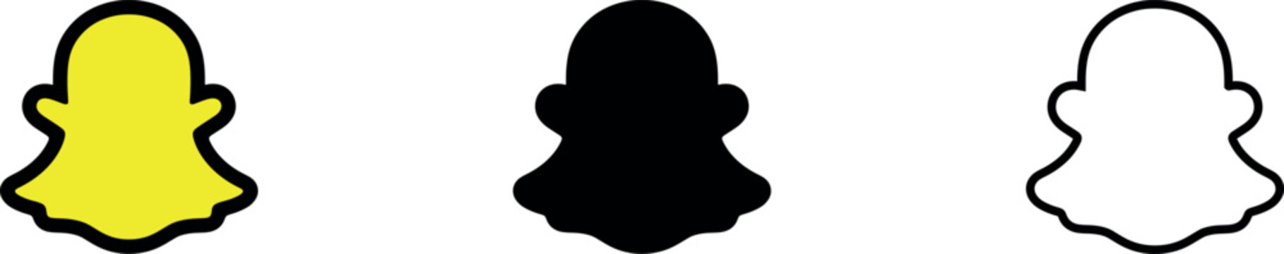 snapchat logo icon set with PNG and vector formats. Editorial social media icon collection. Popular social media logo icon.