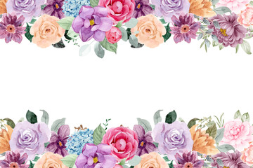 Flower watercolor frame for wedding, birthday, card, background, invitation, wallpaper, sticker, decoration etc.

