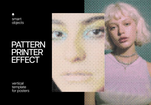 Pattern Printer Poster Photo Effect Mockup