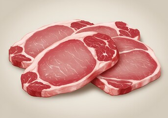 Freshly Cut Pork Chops Ready for Cooking on Light Background