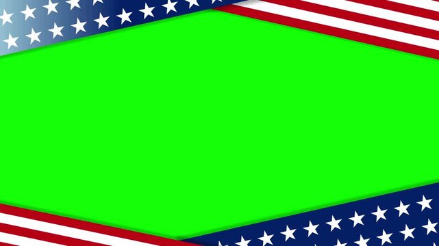 USA flag frame animation on green screen for patriotic national day.