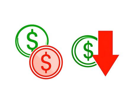 A graphic illustration of three dollar coins with one highlighted and an arrow