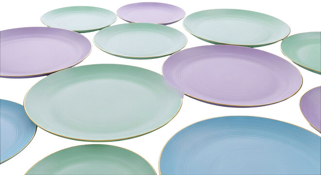 Pastel Colored Plates with Gold Rim