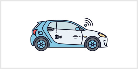 Fototapeta premium Smart Car Connected Technology - Wireless Signal QR Code.