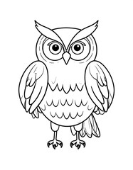 Obraz premium A cute cartoon owl with big round eyes and soft feathers outlined