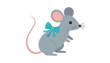 Cute cartoon mouse with bow tie.