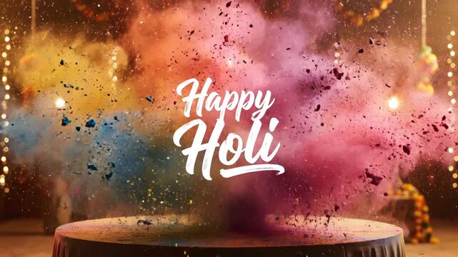 Happy Holi Festival of Colors Powder Explosion Festive Indian Background