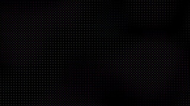 Animated abstract technology random dots and grid 4K on black background. Loop background. Led halftone and moire effect