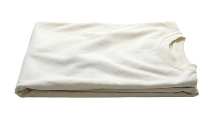 Naklejka premium Blank Heavyweight White Cotton T-Shirt Folded Flat Lay Mockup Isolated