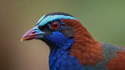 Vibrant Blue and Brown Exotic Bird Close-up Portrait