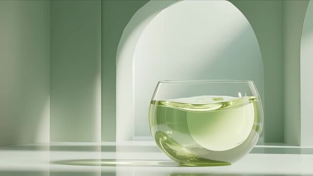Minimalist Aesthetic Drink Wave Green Liquid Splash Arch Background