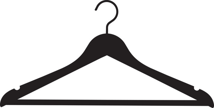 Black Clothes Hanger Silhouette on White Background