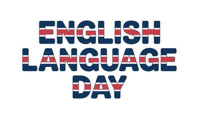 English Language Day celebration with colorful typography on white background, vector illuastration