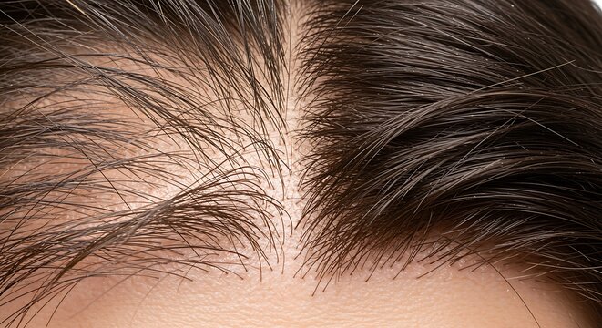 close up of hair loss on scalp thinning hairline balding