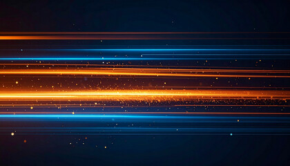 Obraz premium 青とオレンジの光が交差する横向き背景