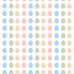 Pastel Easter Egg Seamless Pattern, cute decorated eggs in soft spring colors, swatch available in swatches panel, playful holiday illustration for wrapping paper, textiles and surface design