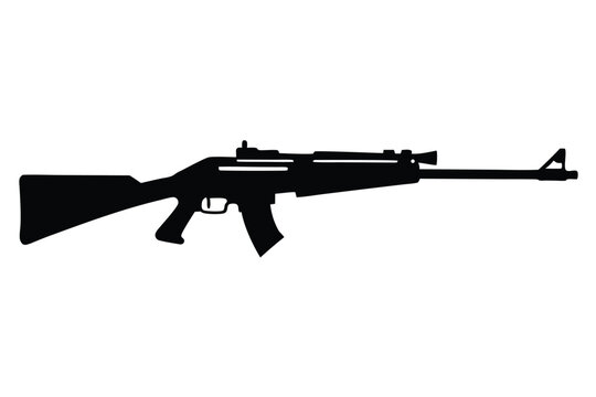 rifle silhouette line art vector illustration
