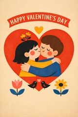 Retro Romantic Valentines Day Card Design