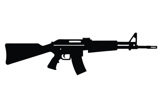 rifle silhouette line art vector illustration
