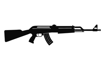 Fototapeta premium rifle silhouette line art vector illustration