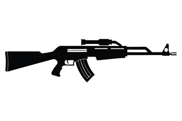 Fototapeta premium rifle silhouette line art vector illustration
