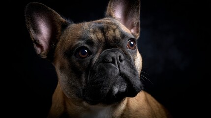 Obraz premium Studio portrait of a french bulldog puppy on black background