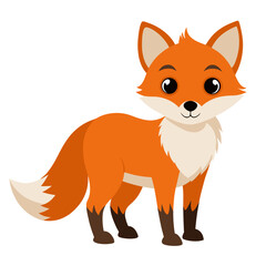 Obraz premium Cartoon fox. Cute animal fox cub. Suitable for children's books, sticker, mascot, logo. Isolated vector illustration on white background