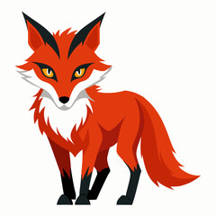 Obraz premium Angry fox character. Wild Fox. Cartoon colorful fox with an angry expression and standing, front view. Suitable for sticker, mascot, logo, icon, label. Isolated vector illustration on white background