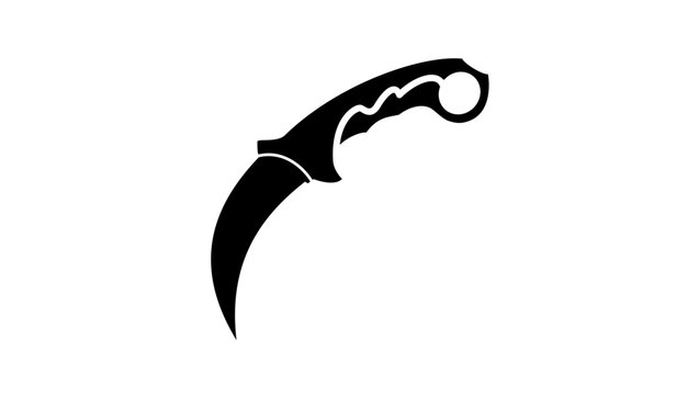 karambit knife symbol, black isolated silhouette