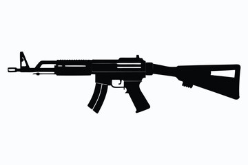 rifle silhouette line art vector illustration