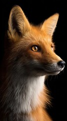Obraz premium Studio portrait of red fox on black background