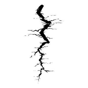 Vertical jagged crack or fracture line in grunge ink style
