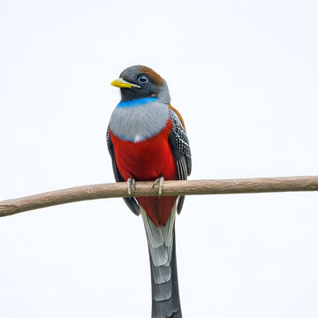 Trogon perched in dense jungle