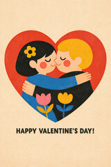 A Warm Retro Valentine Embrace Poster
